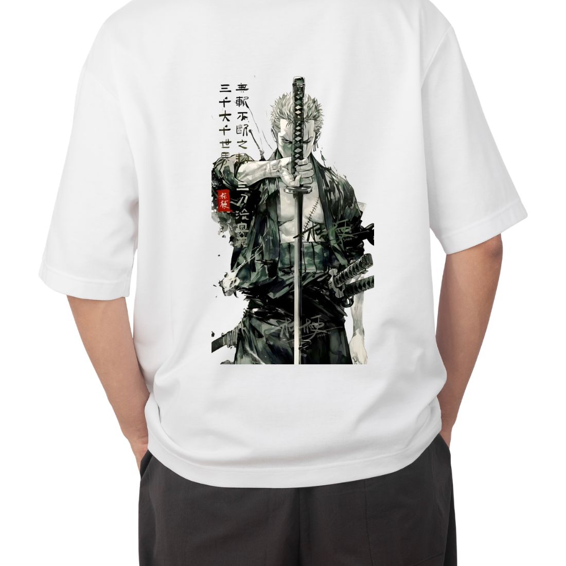Mud Gear "Samurai Series" Oversized Anime Graphic T-Shirt - White